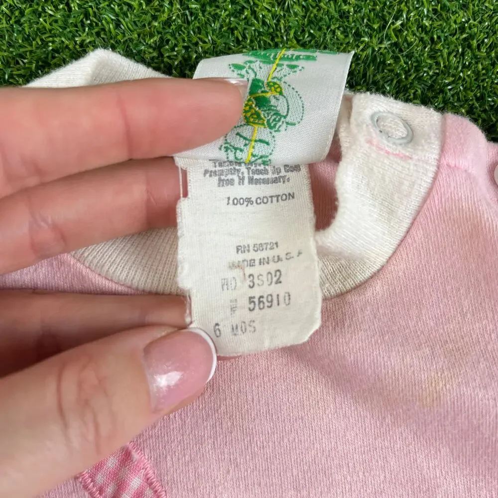 Vintage 1990s Tadpoles Baby Girl Teddy Bear Pink Romper Sz 6M